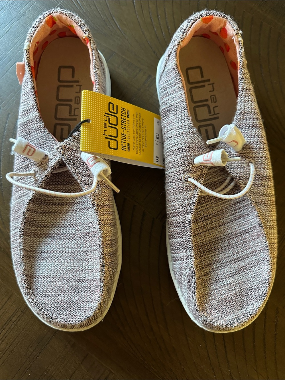 Hey Dude Knit Slip-On Sneakers in Light Pink size 7